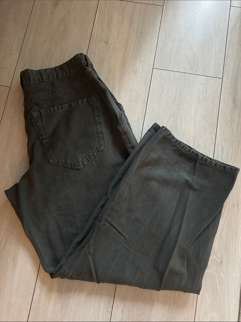 Ardene Cropped Wide-Leg Pants — Dark Olive